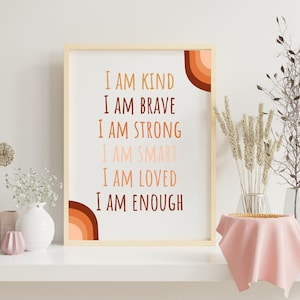 Affirmation wall art, I am enough, Kids affirmation, Nursery wall decor, Positive affirmations, Boho wall art, Self love wall art