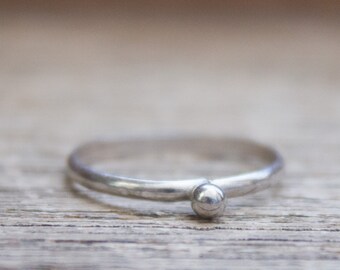 Made to Order Simple Minimalistic Stackable  Single Ball Sterling Silver Ring (Any Size)