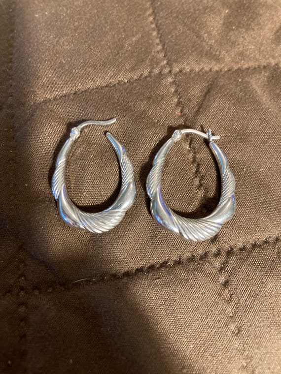 vintage sterling silver GCI puffy ribbed hoops.