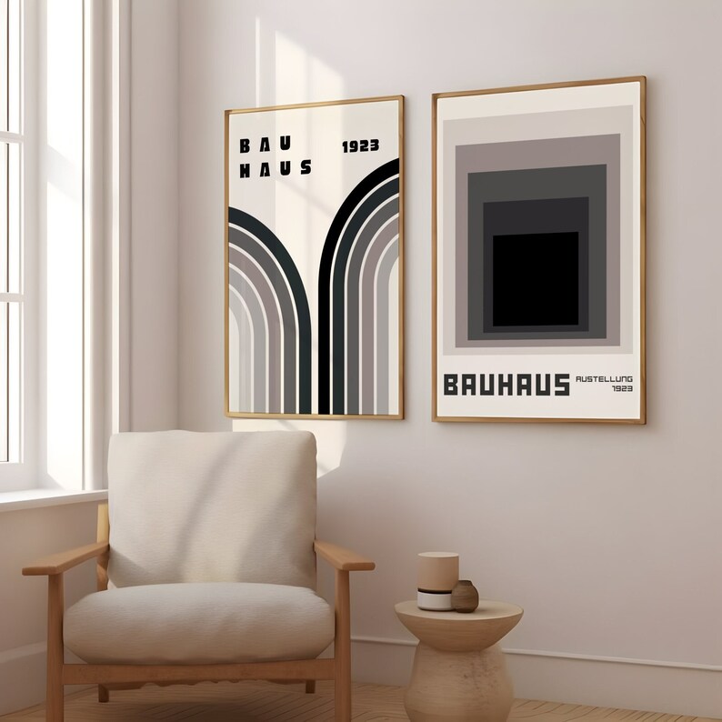 Bauhaus Gallery Wall Set of 2, Black and White Exhibition Posters ...