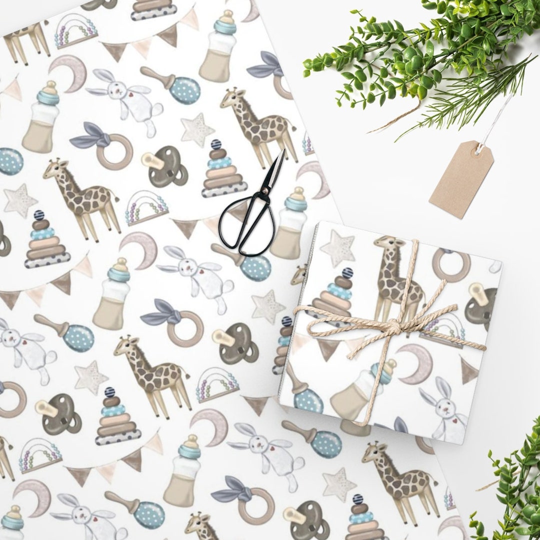 Baby Shower Wrapping Paper Baby Shower Gift Wrap Neutral Baby Shower