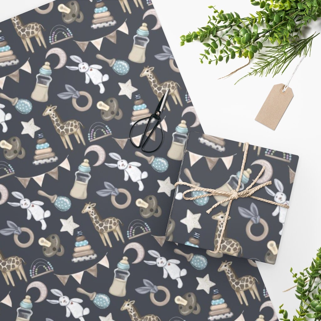 Baby Shower Wrapping Paper Baby Shower Gift Wrap Neutral Etsy