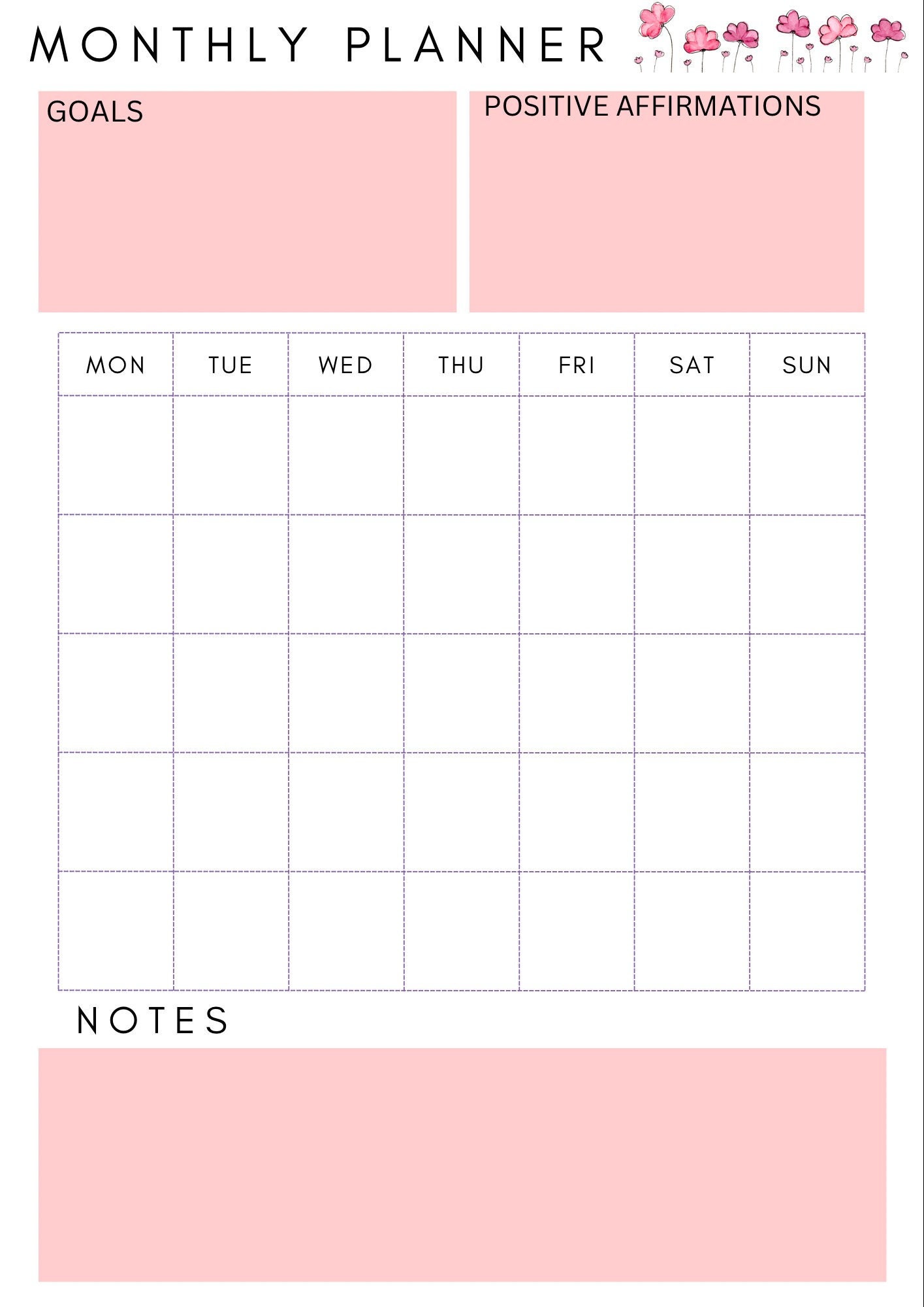 Monthly Calendar Printable - Etsy