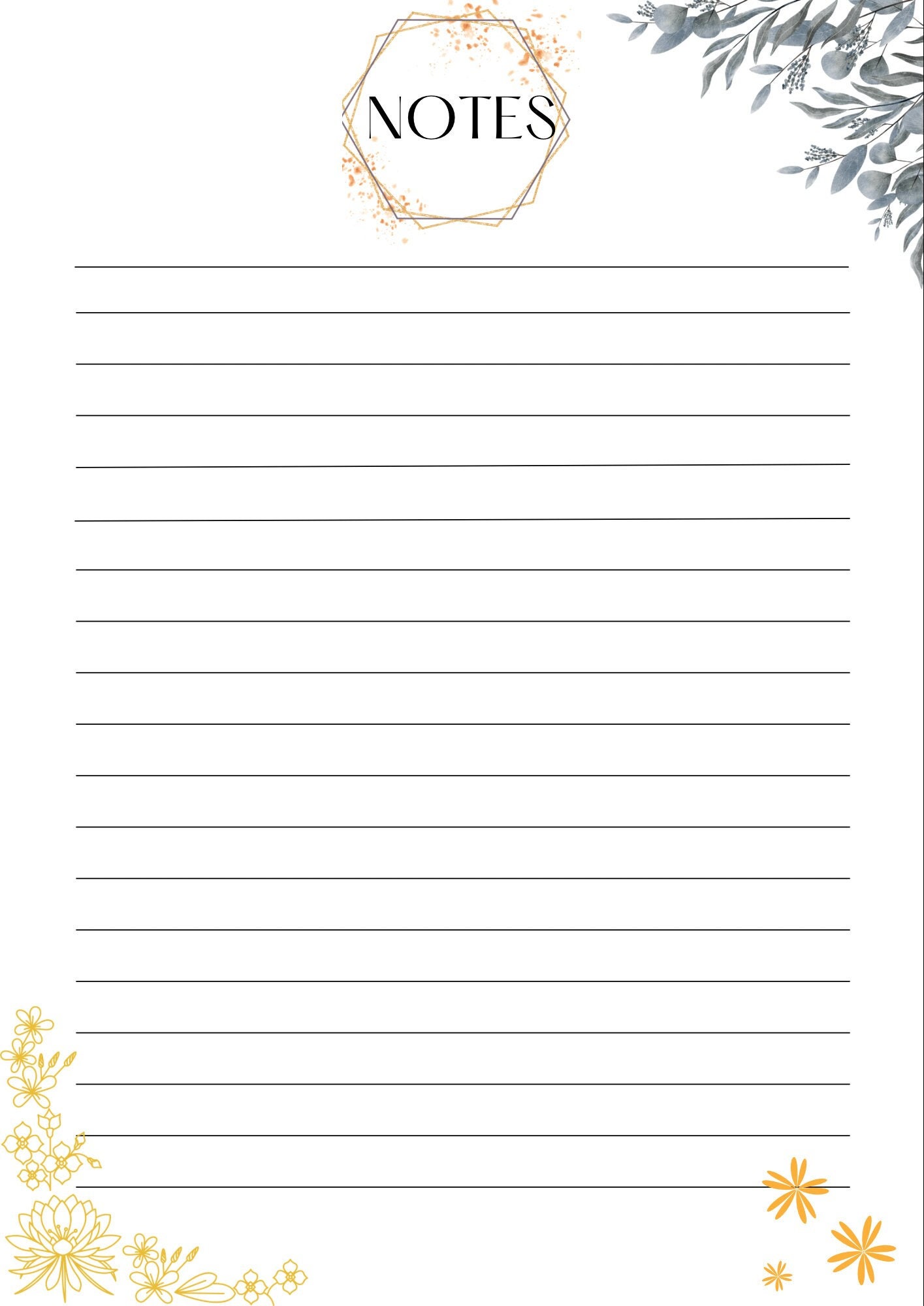 Note Page Printable - Etsy