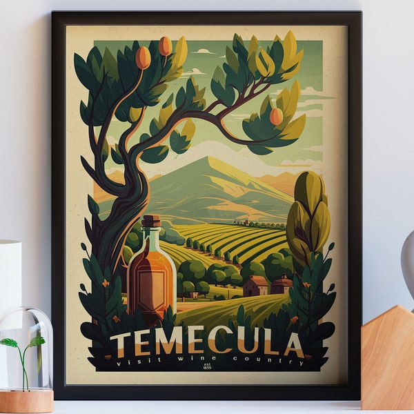 Citrus Valley Poster | Temecula Wine Print Poster | Temecula Wine Wall Art | Gift | Wine Poster Print | Wine Painting | Wall Decor