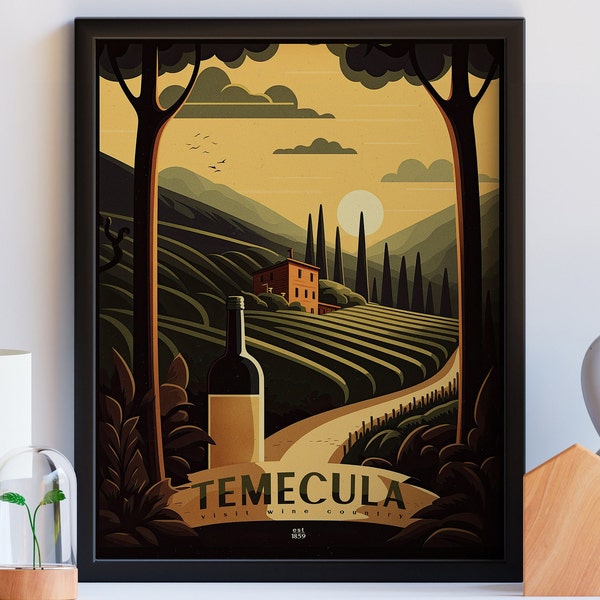 De Luz Vineyards | Temecula Wine Print Poster | Temecula Wine Wall Art | Gift | Wine Poster Print | Wine Painting | Wall Decor