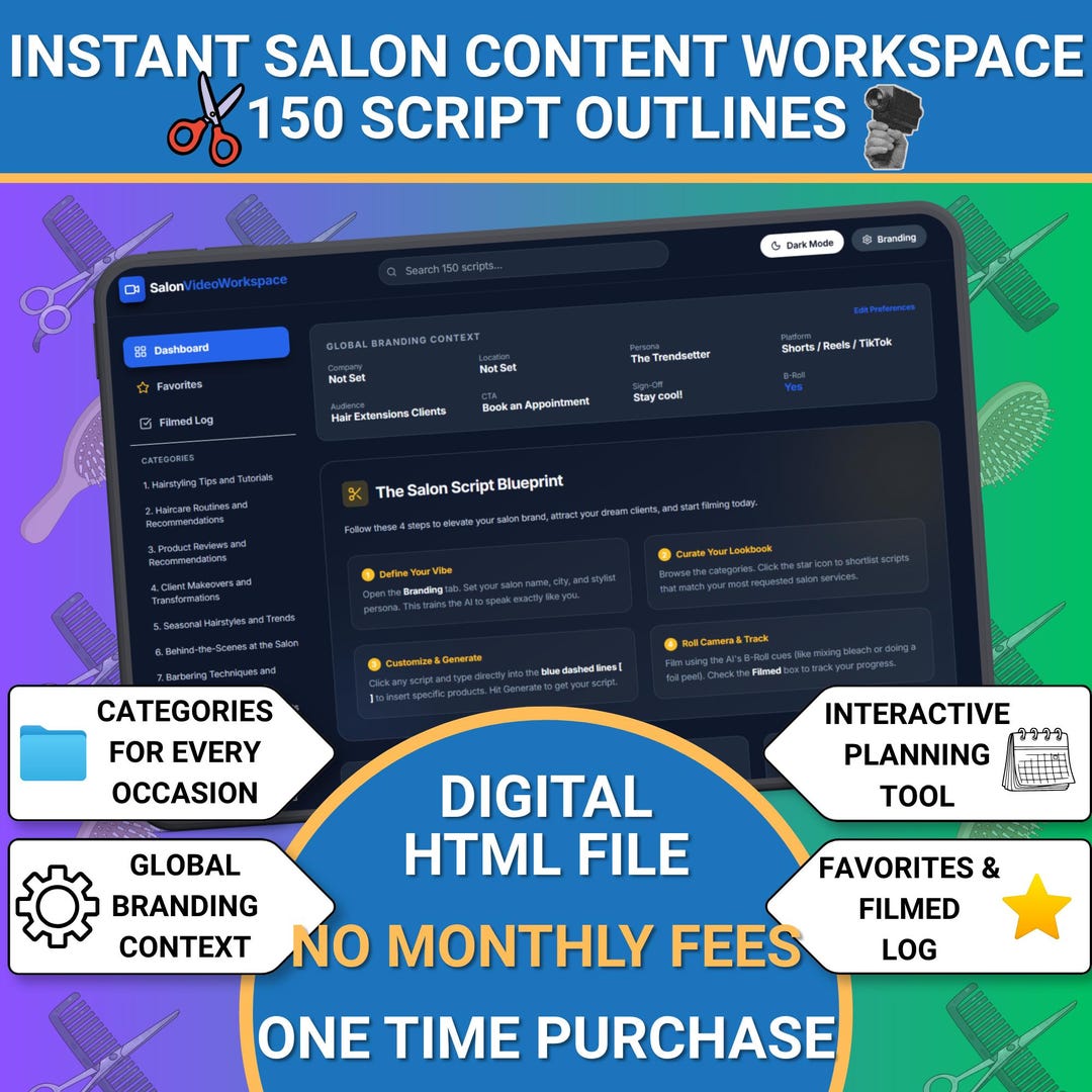 Salon Video Script Workspace: 150 Hair Stylist Social Media Content ...
