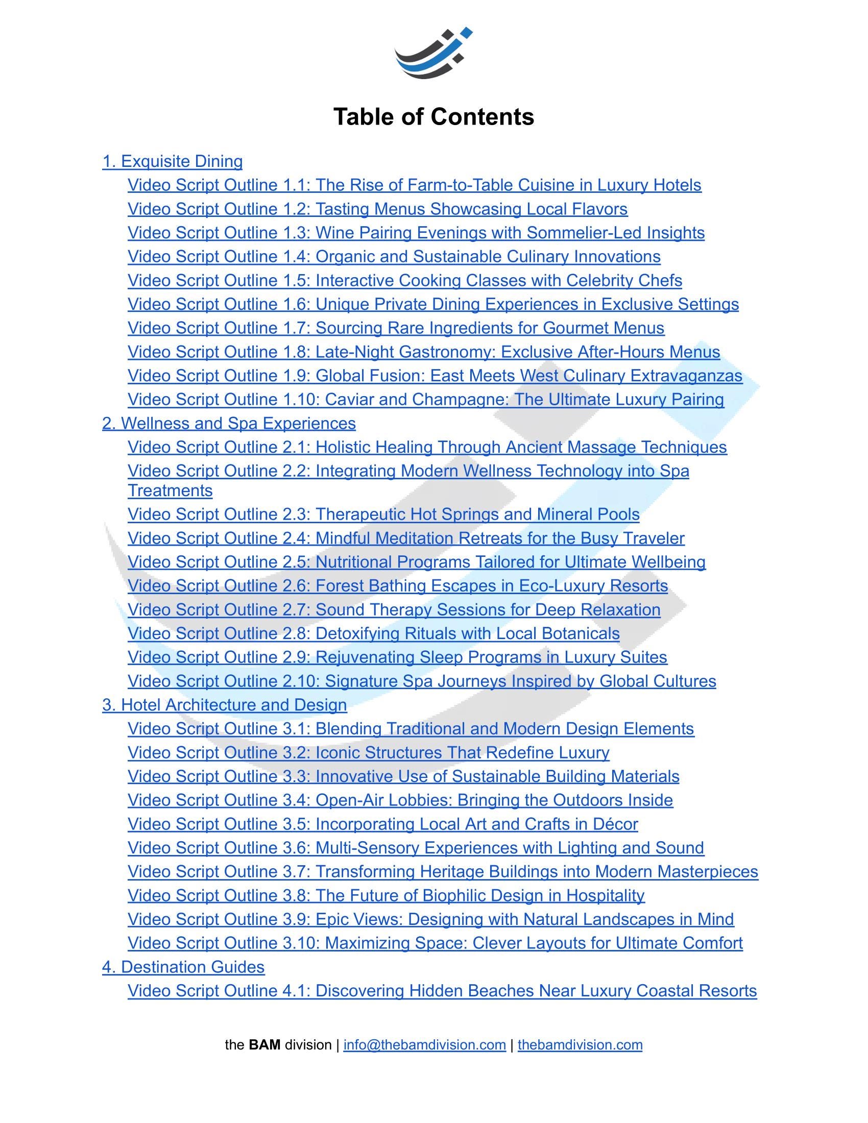 150 Sample Video Script Template Outlines for Luxury Hotels & Resorts ...