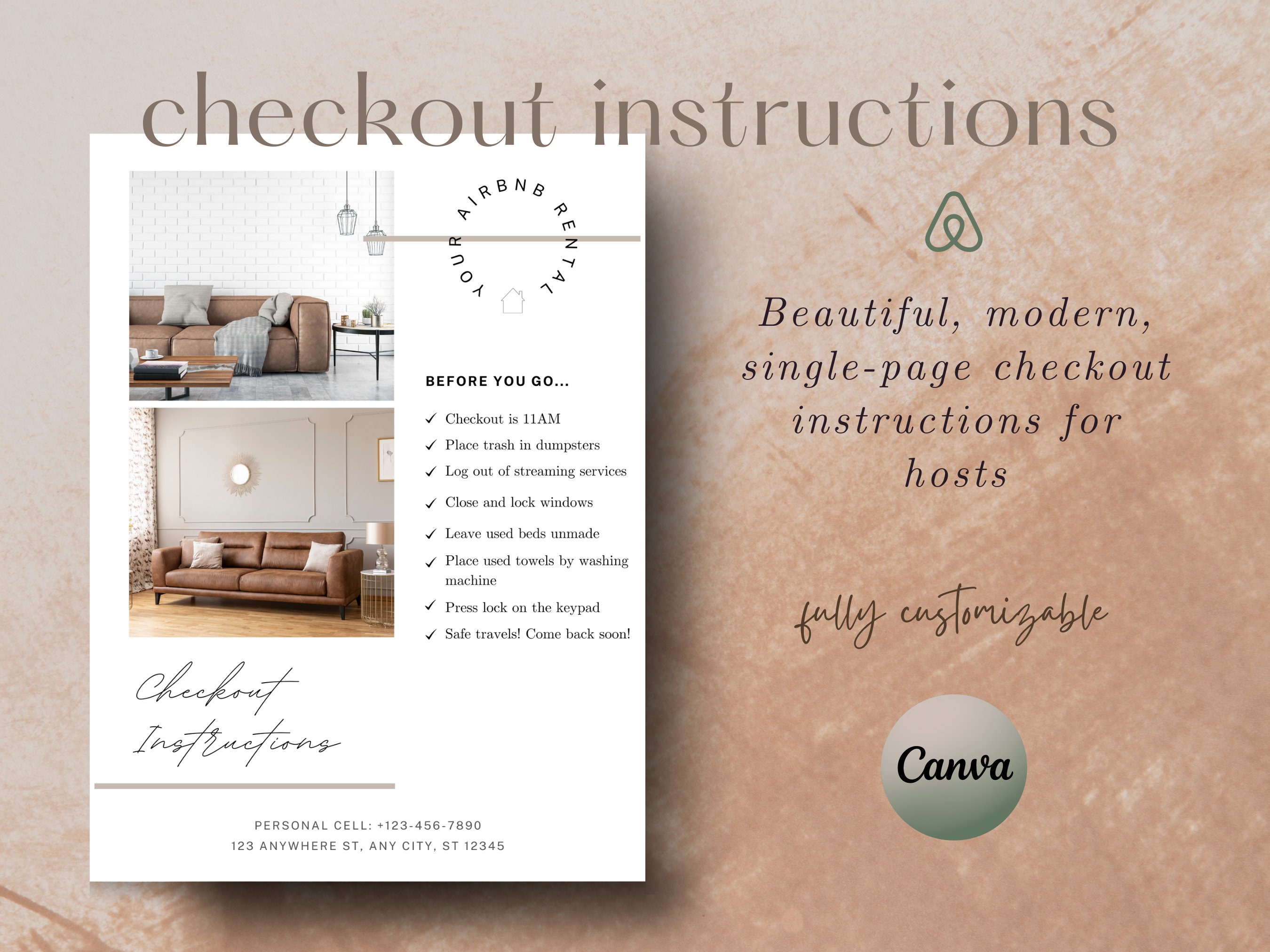 Single Page Checkout Instructions for Hosts - Airbnb Checkout Instructions  - Modern Checkout Instructions for Airbnb Guests - VRBO Checkout - Etsy