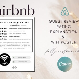 Airbnb Guest Review Rating Explanation for Hosts, 5 star review explanation, Editable guest review explanation Canva