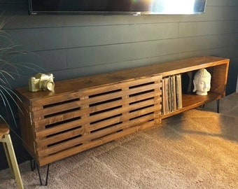 Entertainment Center TV Stand, Solid Wood Media Tv Stand Console, Low Sideboard, Wood Media Cabinet, Living Room Furniture, TV Stand Storage