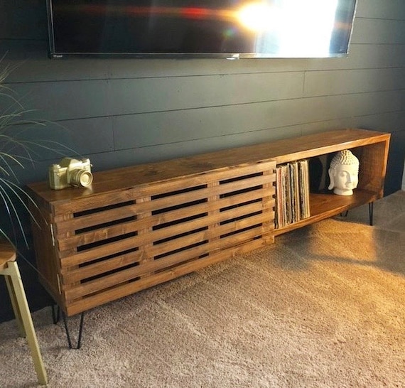 Entertainment Center TV Stand, Solid Wood Media Tv Stand Console, Low Sideboard, Wood Media Cabinet, Living Room Furniture, TV Stand Storage