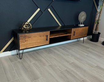 Entertainment Center TV Stand, Solid Wood Media Tv Stand Console, Low Sideboard, Wood Media Cabinet, Living Room Furniture, TV Stand Storage