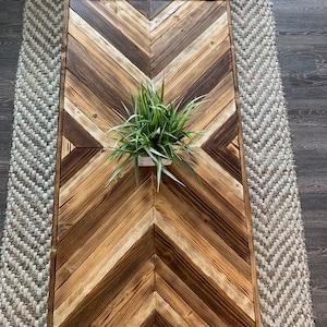 Rectangle Coffee Table, Chevron Pattern Table, Chevron Coffee Table, Rhombus Table with 4x4s Legs, Farmhouse Table, Herringbone Coffee Table