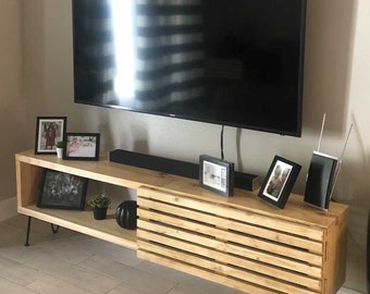 Entertainment Center TV Stand, Solid Wood Media Tv Stand Console, Low Sideboard, Wood Media Cabinet, Living Room Furniture, TV Stand Storage
