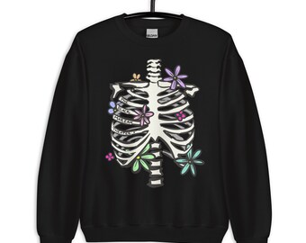 The Black Mariah Theater Floral Skeleton unisex sweatshirt