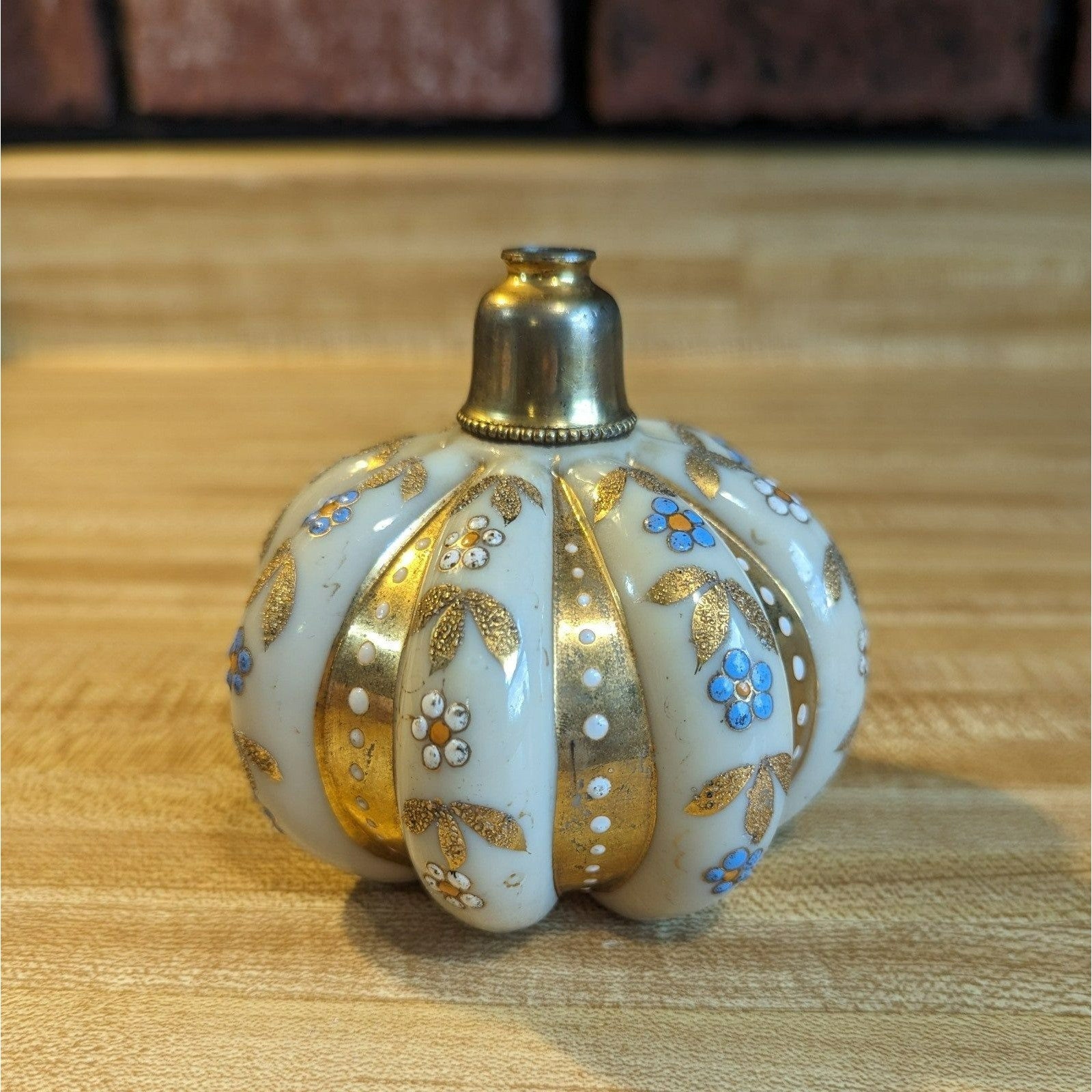 Antique Melon Rind Perfume Bottle Floral Fireglow Glass - Etsy