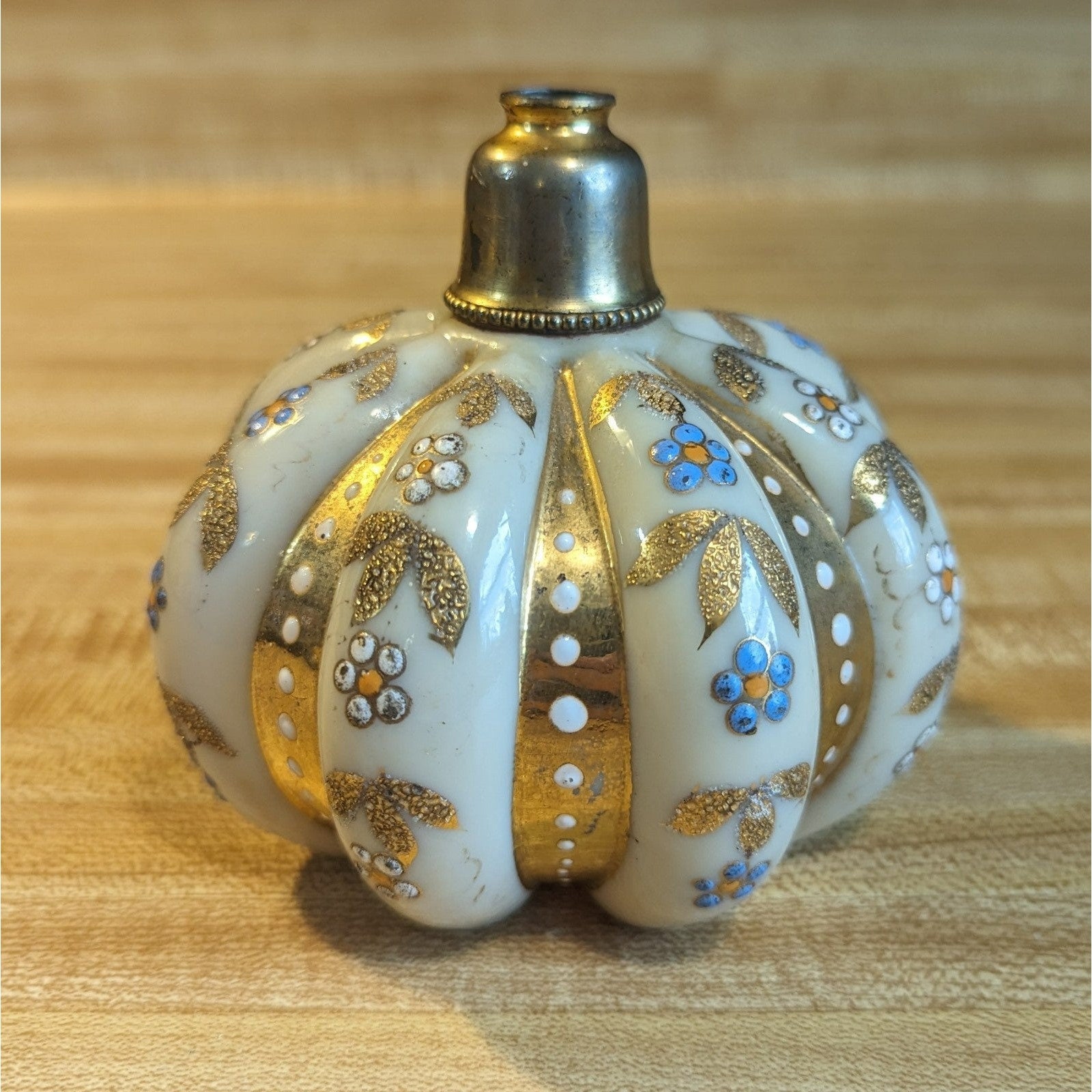 Antique Melon Rind Perfume Bottle Floral Fireglow Glass - Etsy