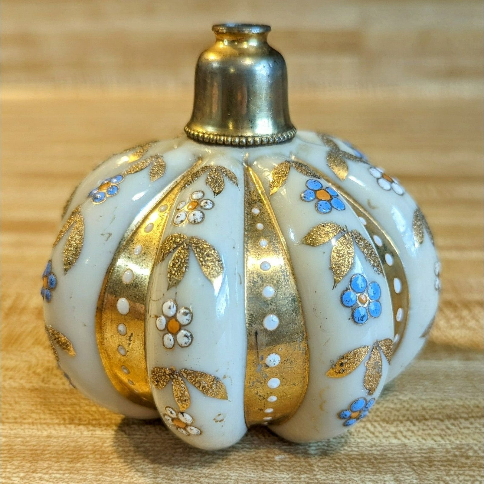 Antique Melon Rind Perfume Bottle Floral Fireglow Glass - Etsy