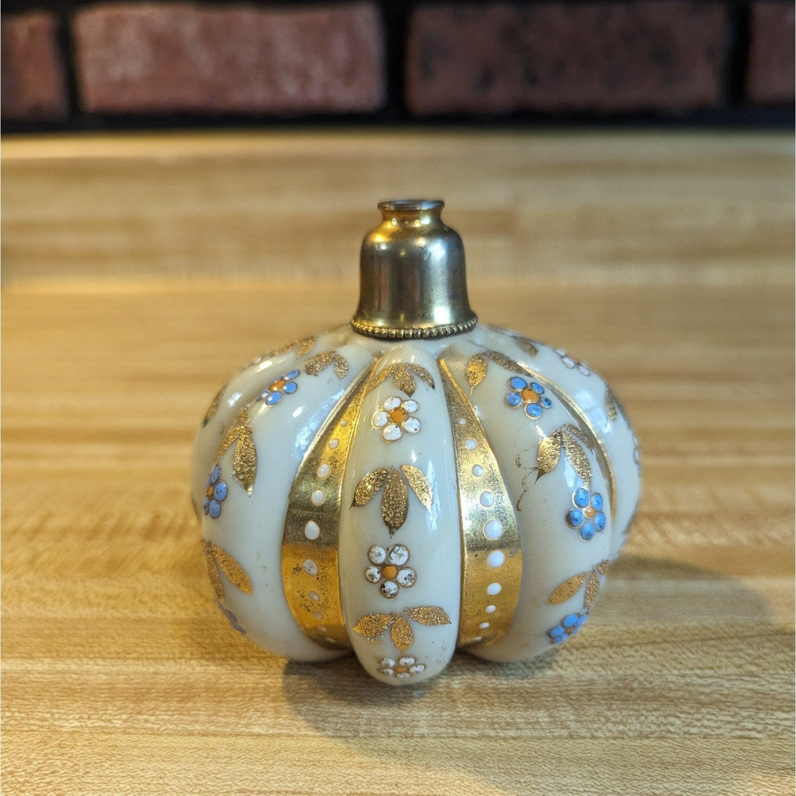 Antique Melon Rind Perfume Bottle Floral Fireglow Glass - Etsy