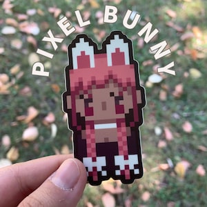 Pixel Bunny Sticker - pixel portrait Waterproof Vinyl Decal Sticker For Bullet Journal Deco, Laptop, Waterbottle Decal