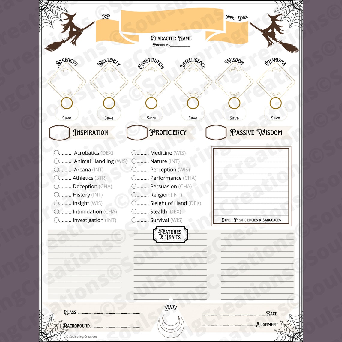 Halloween Dnd 5e Character Sheet, Dungeons and Dragons Stat Sheet, Dnd