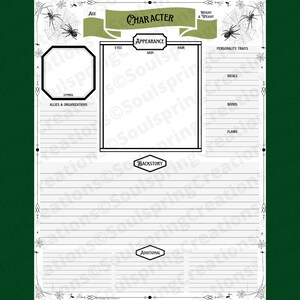 Spider | Dnd 5e Character Sheet, Dungeons and Dragons Stat Sheet, Dnd ...