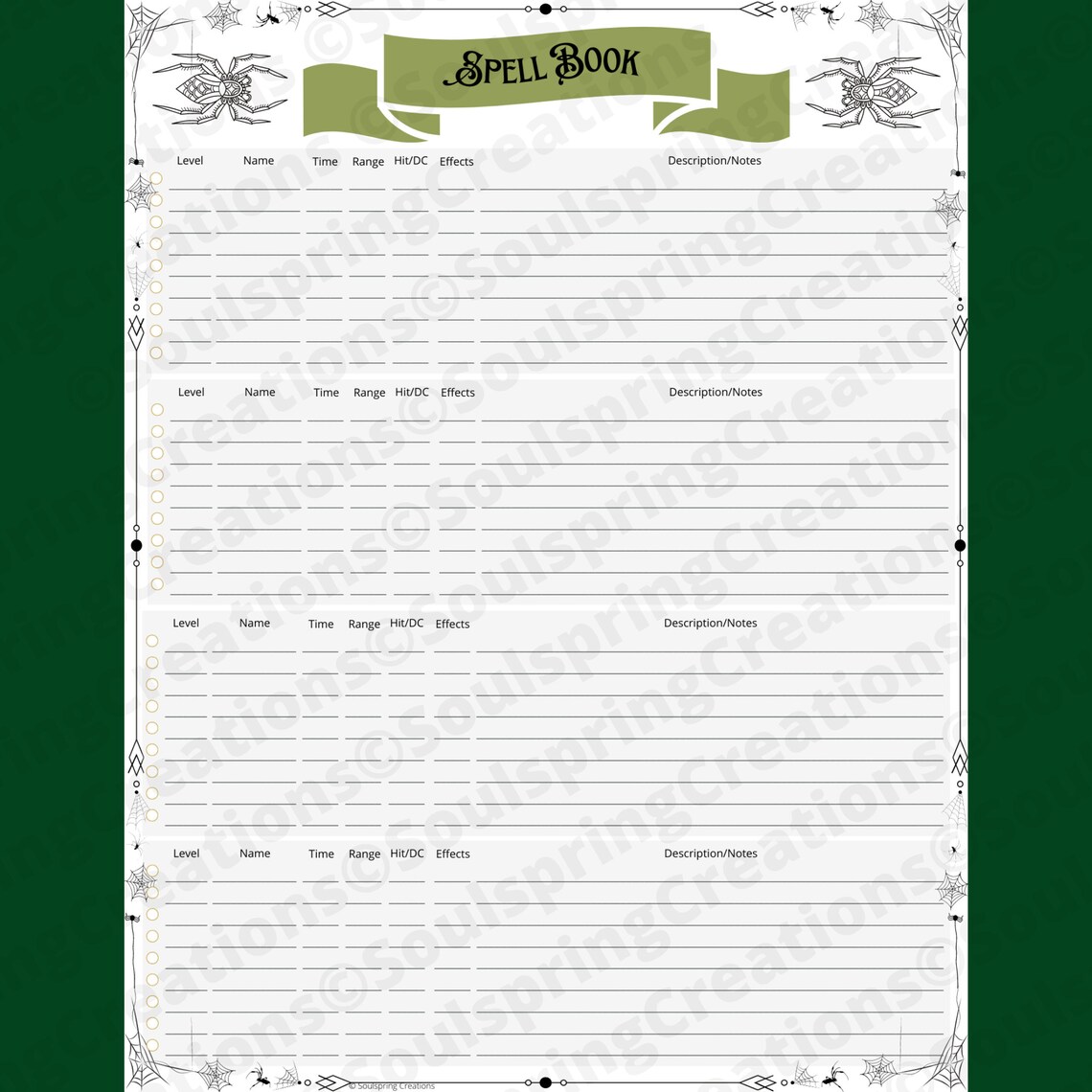 Spider Dnd 5e Character Sheet, Dungeons and Dragons Stat Sheet, Dnd PDF ...