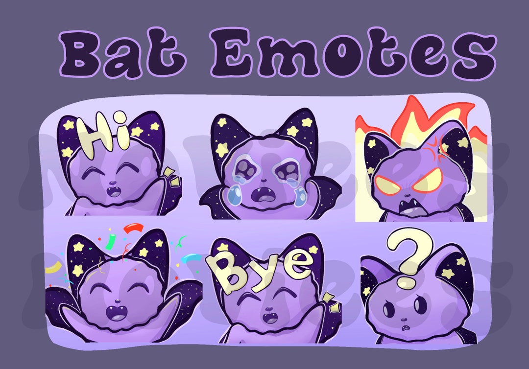 BAT EMOTES 6 Twitch Youtube Discord Streamer Streaming Cute Spooky Cute ...