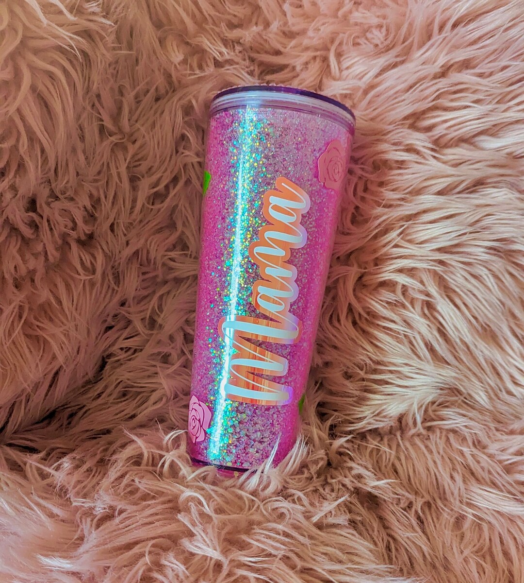 Glitterwall Tumbler Polycrylic Tumbler Mama Tumbler Bling Tumbler Pink