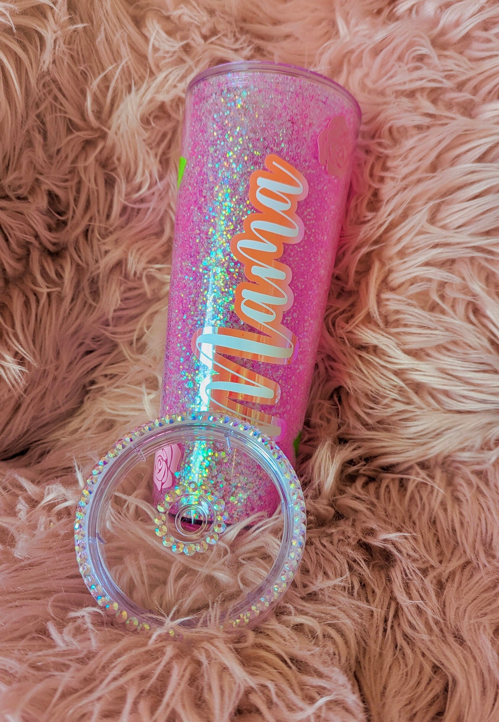 Glitterwall Tumbler Polycrylic Tumbler Mama Tumbler Bling Tumbler Pink