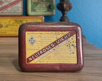 Neutrosen - Vichy Gastralgias alte Apotheke Apothekerbox aus Blech 20. 20. Jahrhundert - Kuriositätenkabinett, Vintage-Medizin, Retro-Medizin