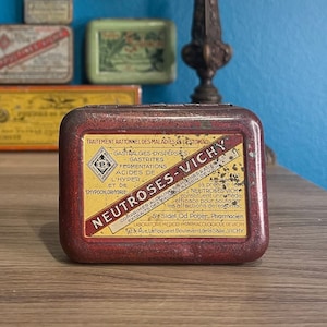 Neutroses - Vichy gastralgies ancienne boîte pharmacie apothicaire tôle XXe 20th - Cabinet de curiosités, médicament vintage, médecine retro