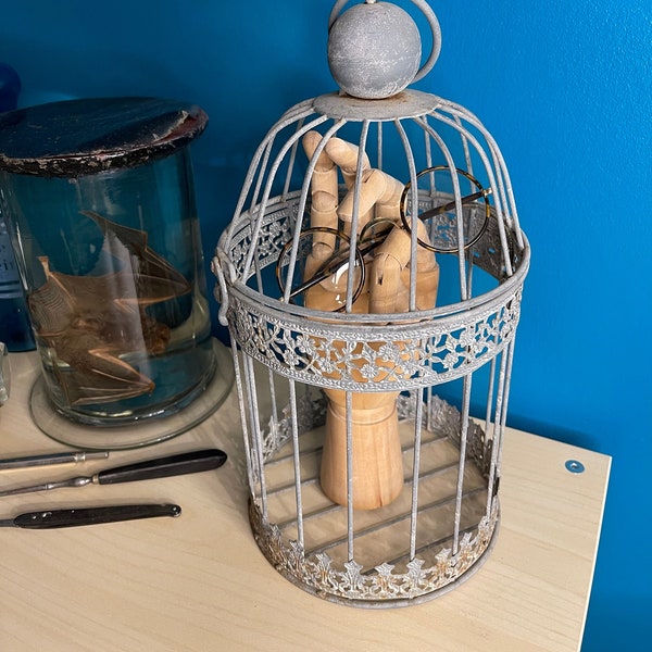 Cage à oiseaux ancienne en fer - Cage décorative - Jardinière planteur style victorien / Cabinet de curiosités Décoration décalée Gothique