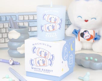White Rabbit Candle | 100% Soy Wax | Mochiglow Asian Dessert Scents | Kawaii Bunny Candy