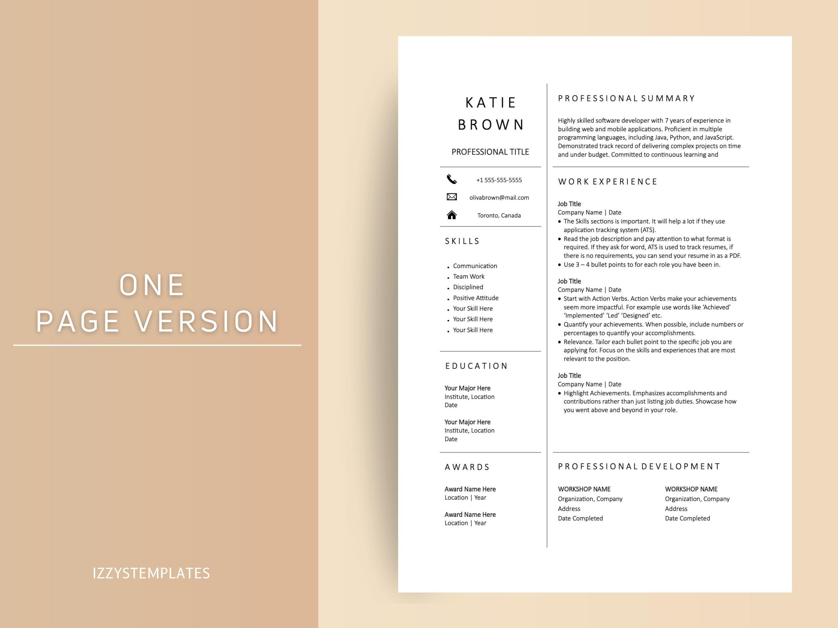 Clean and Modern Resume Template Word CV Template Cover Letter ...