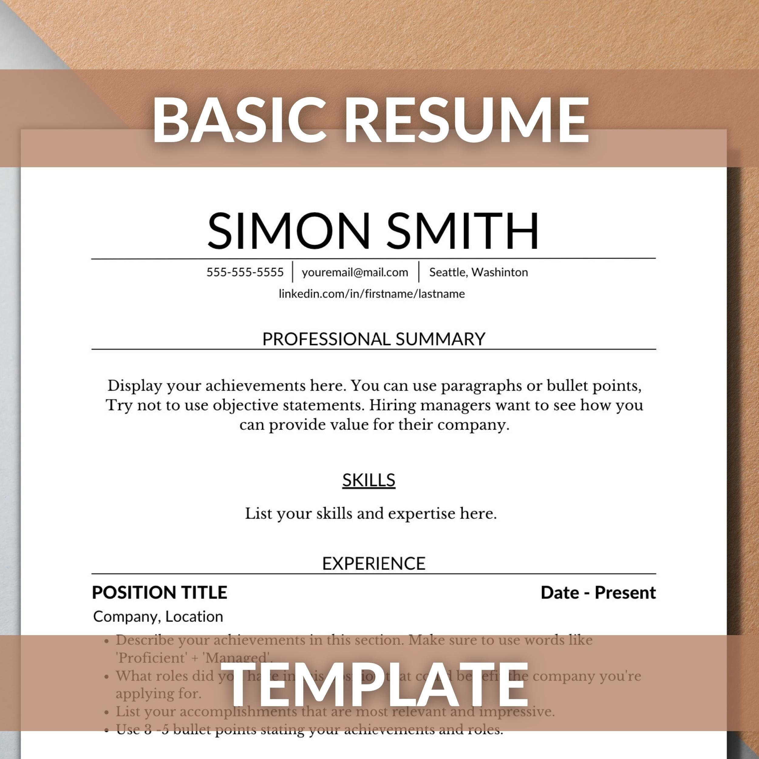 Basic Resume Template Free Cover - Il Fullxfull.5019736515 6nt5 