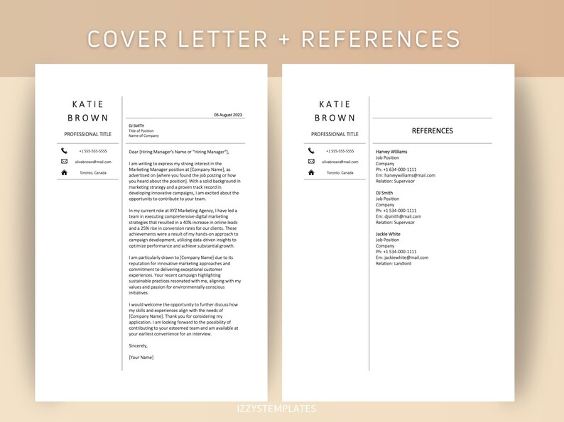 Clean and Modern Resume Template Word CV Template Cover Letter ...