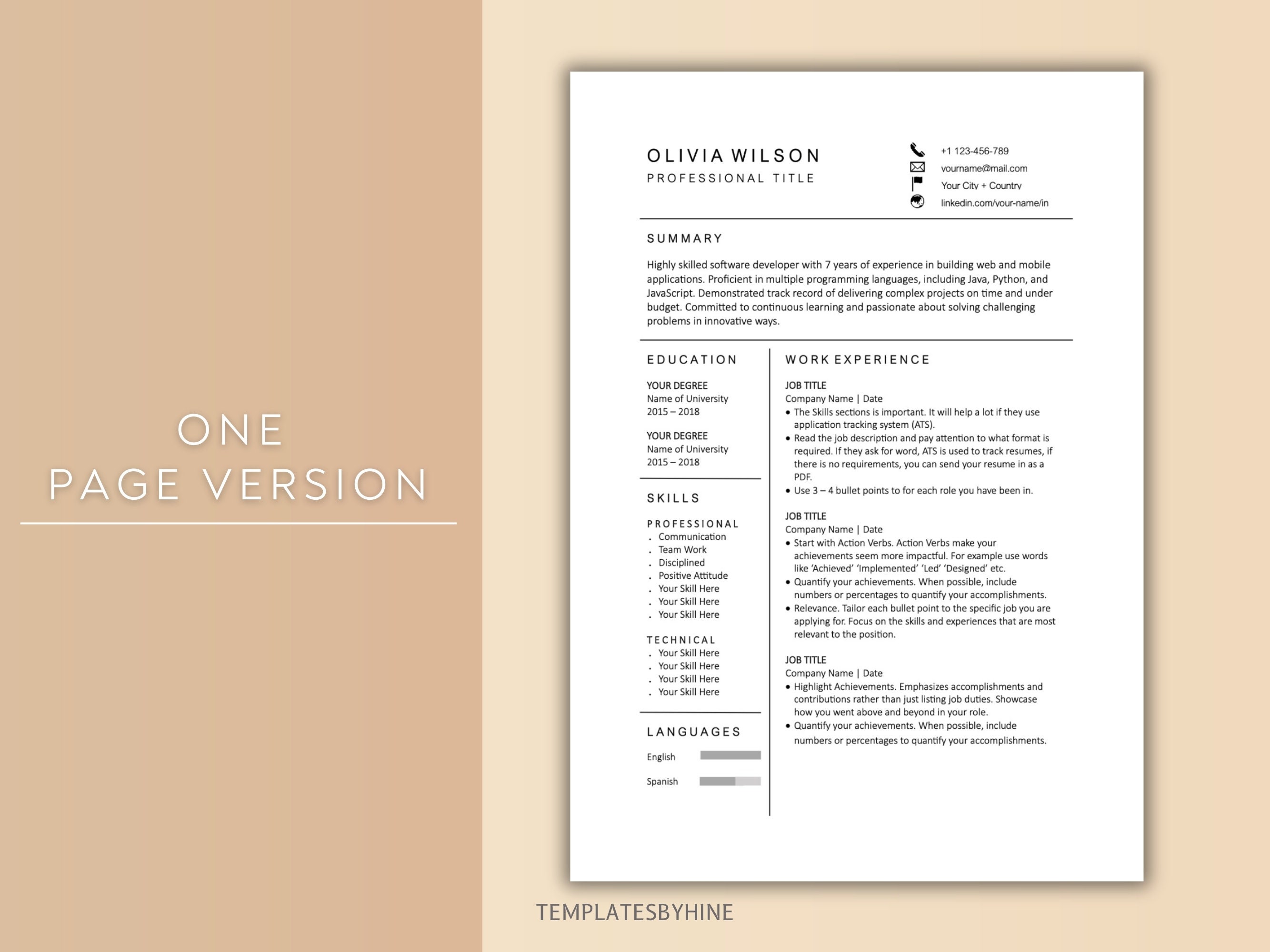 Minimal Resume Template | Microsoft Word | References Template ...