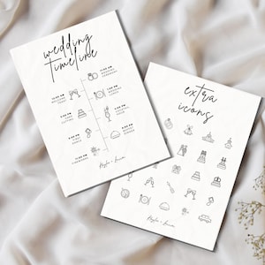 Hochzeits-Timeline-Vorlage, Ereigniskarte, Hochzeitswochenende-Timeline mit Symbolen, bearbeitbare Vorlage, minimalistische Timeline-Vorlage, Canva bearbeitbar