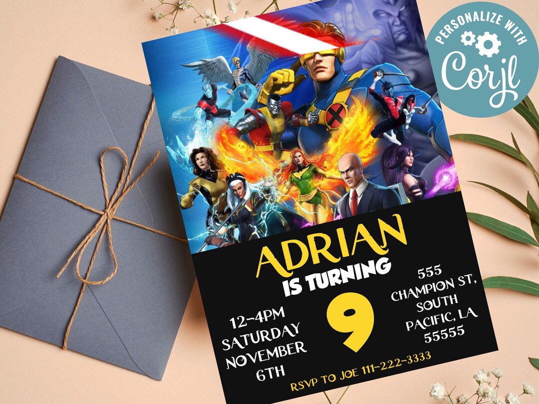 Personalized Xmen Birthday Invitation Template/card Invitation Etsy