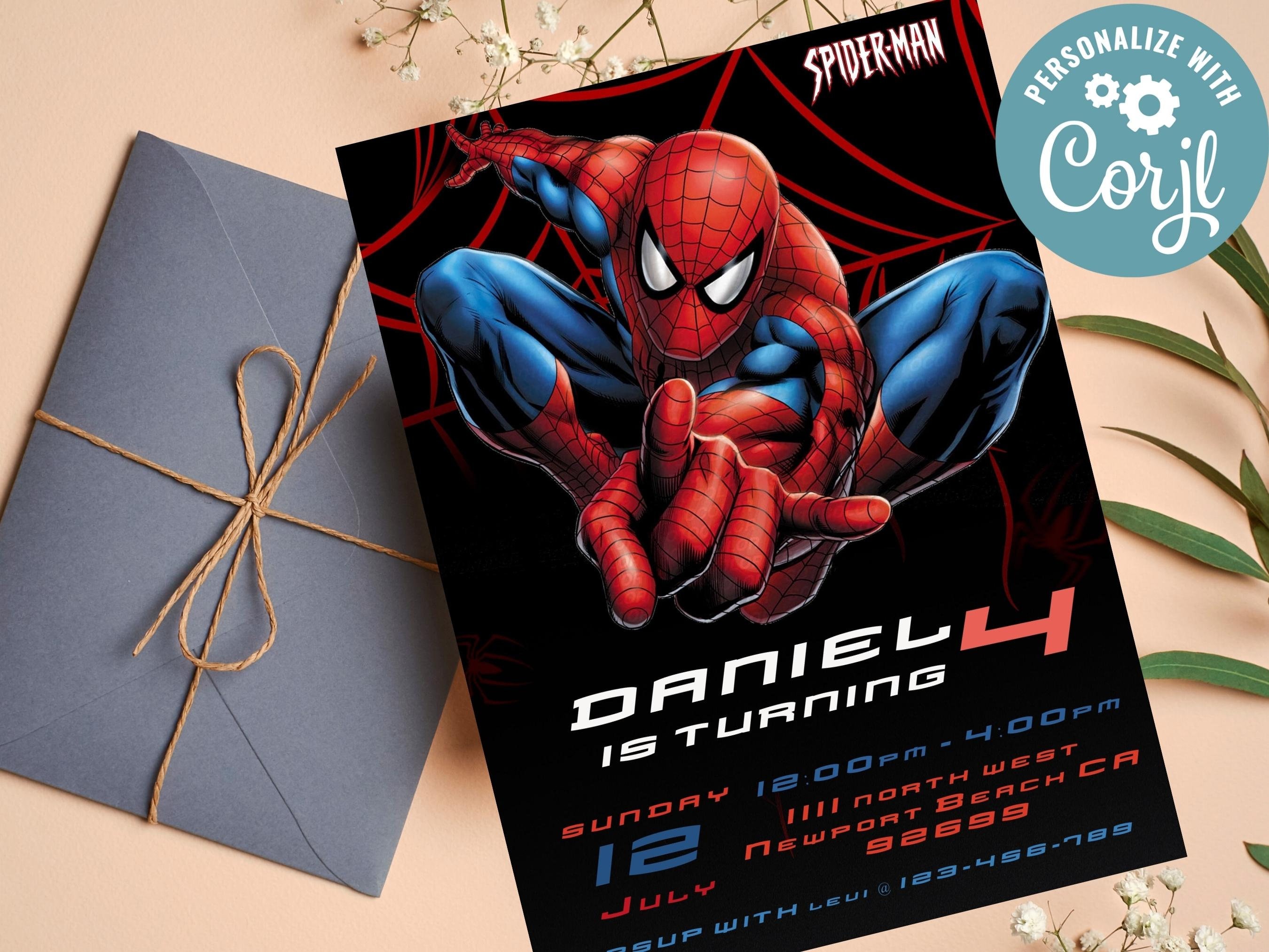 Spiderman Invitation Birthday Party Invitation Superhero Invitation