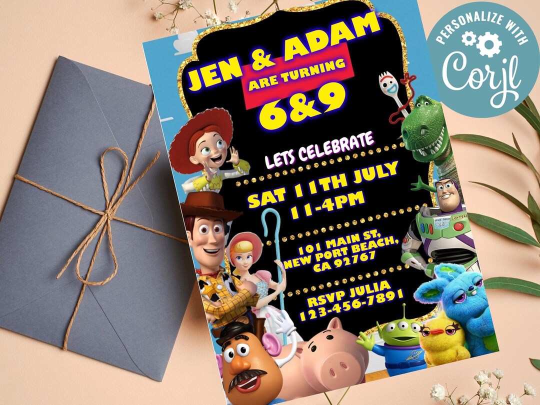 Personalized Toy Story Digital Birthday Etsy