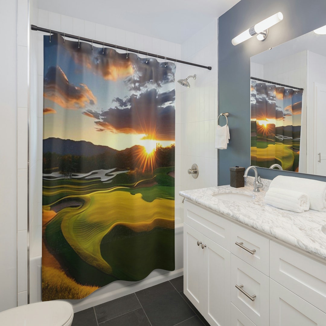 Custom Golf Shower Curtain Golf Shower Curtain Golf Course Etsy