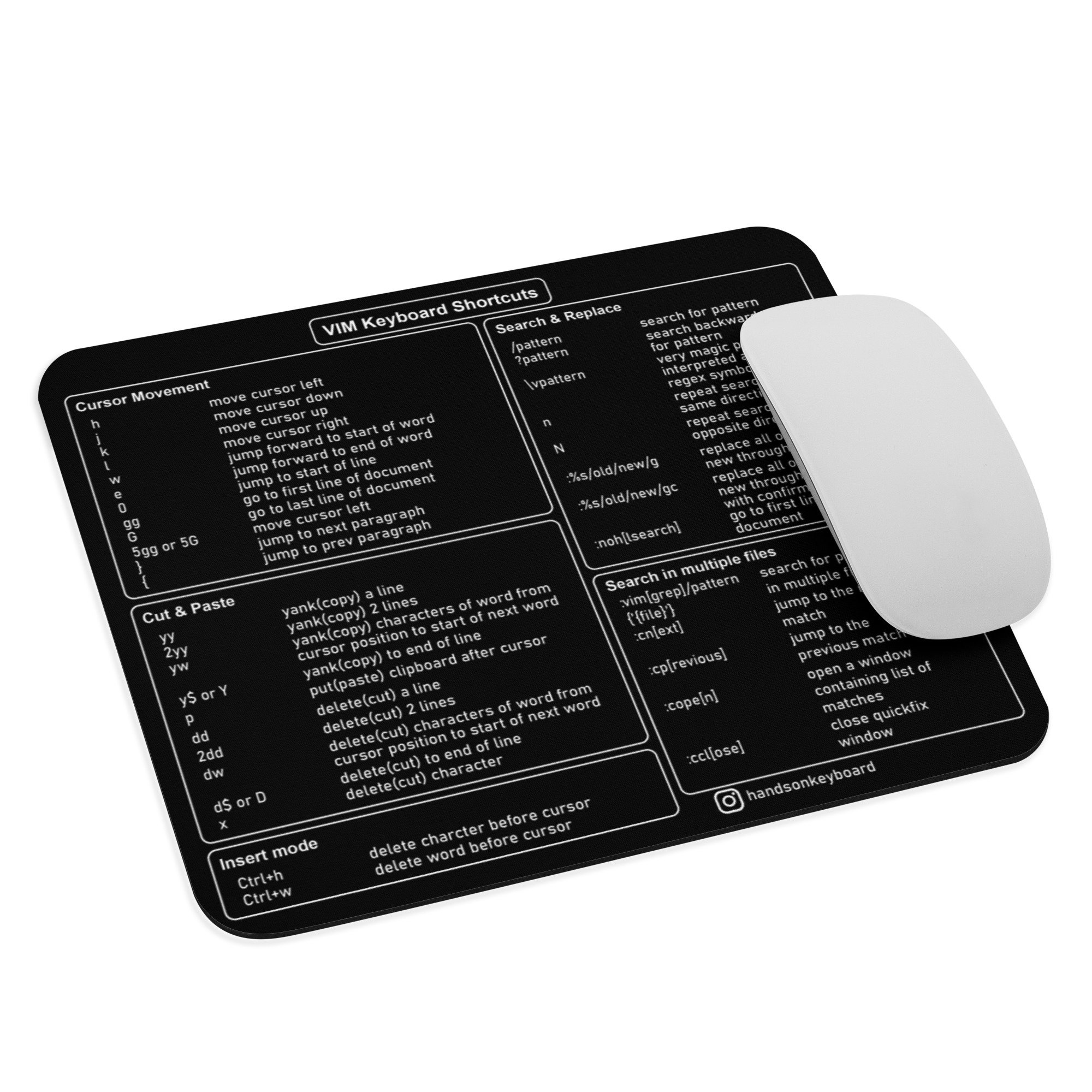 VIM LINUX Raccourcis clavier Tapis de souris, Guide de référence