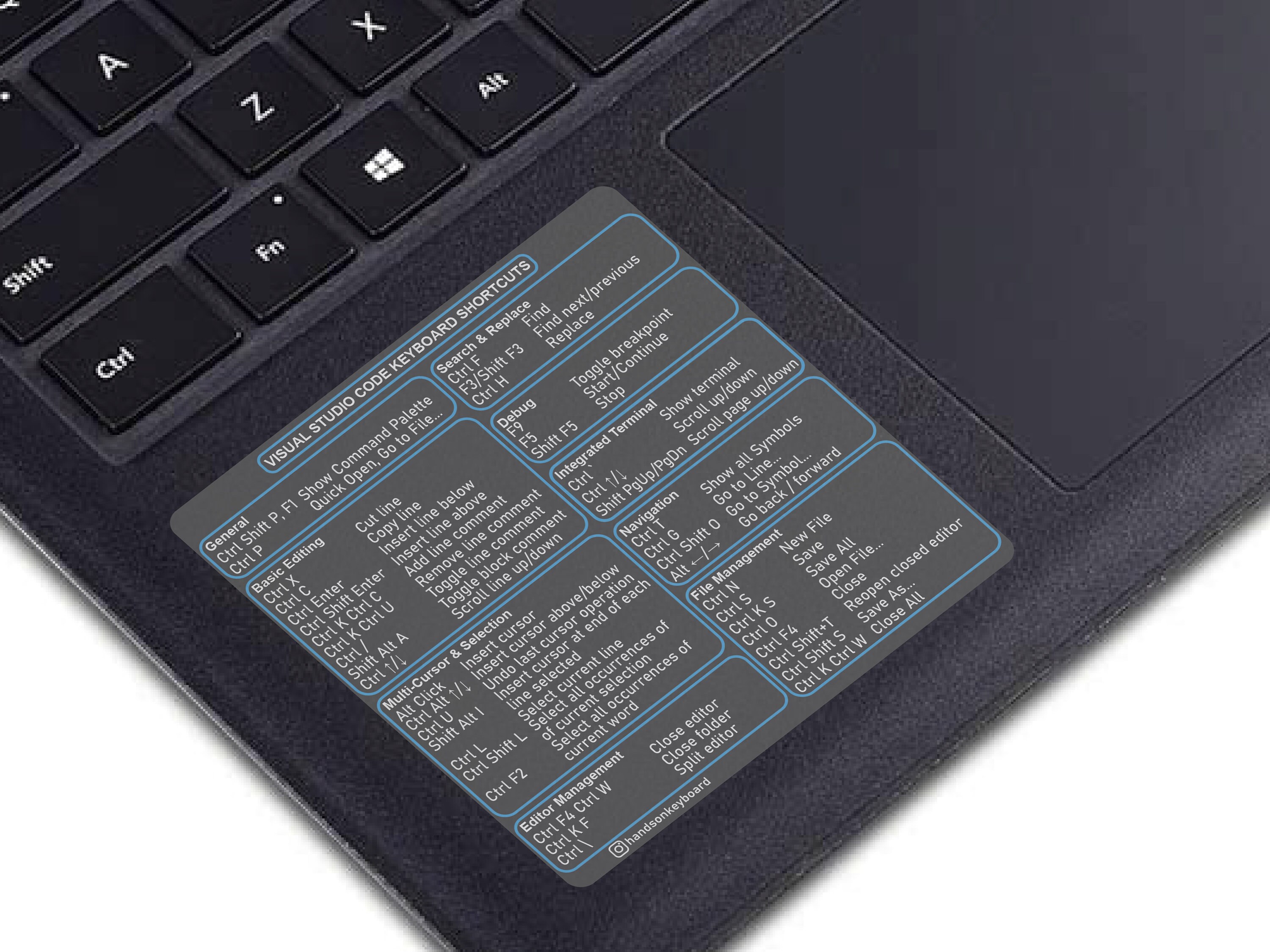 Visual Studio Code - 3.75in - PC - Keyboard Shortcuts, Quick Reference ...