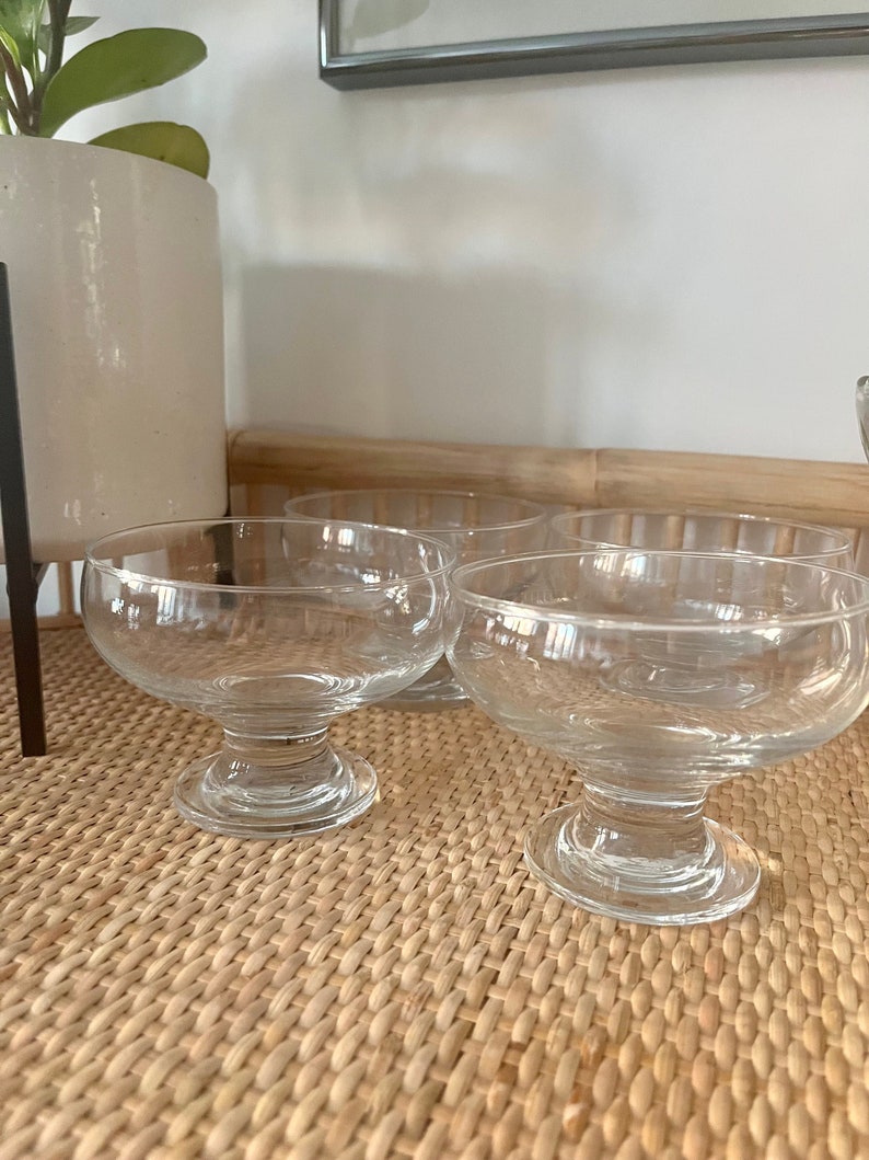 Set of 4 Vintage Handcrafted Glass Dessert Cups / Functional Etsy