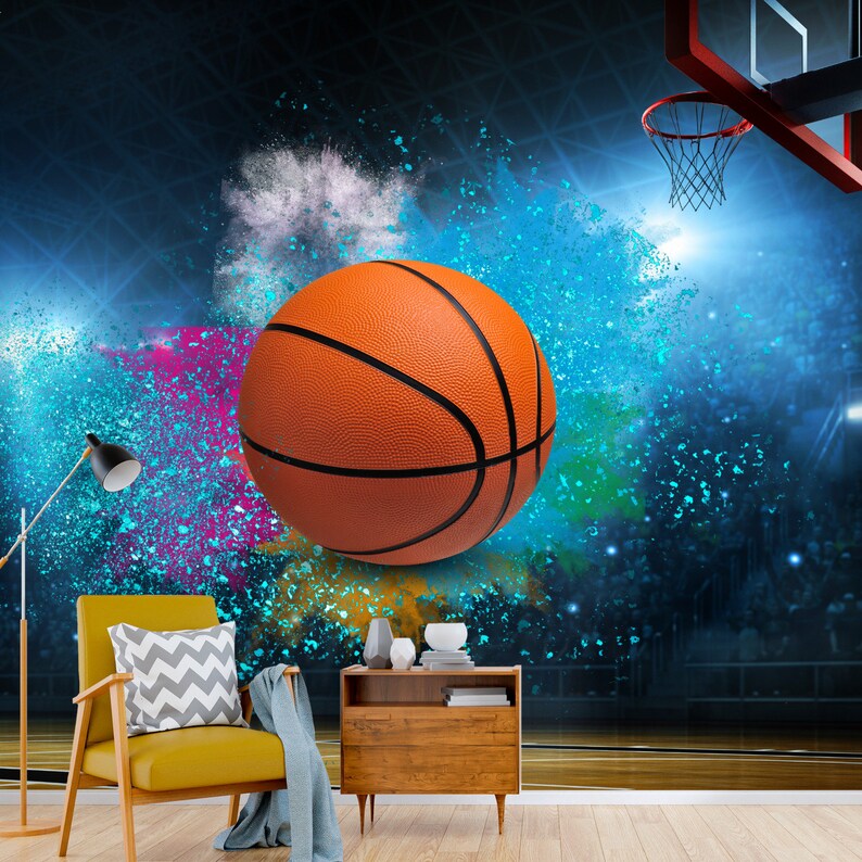 Basketball Wall Decor Peel and Stick Wallpaper Wall Murals Etsy