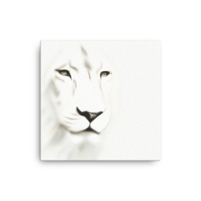 White Lion on Canvas, Lion Wall Art, Lion Wall Decor, Lion Etsy