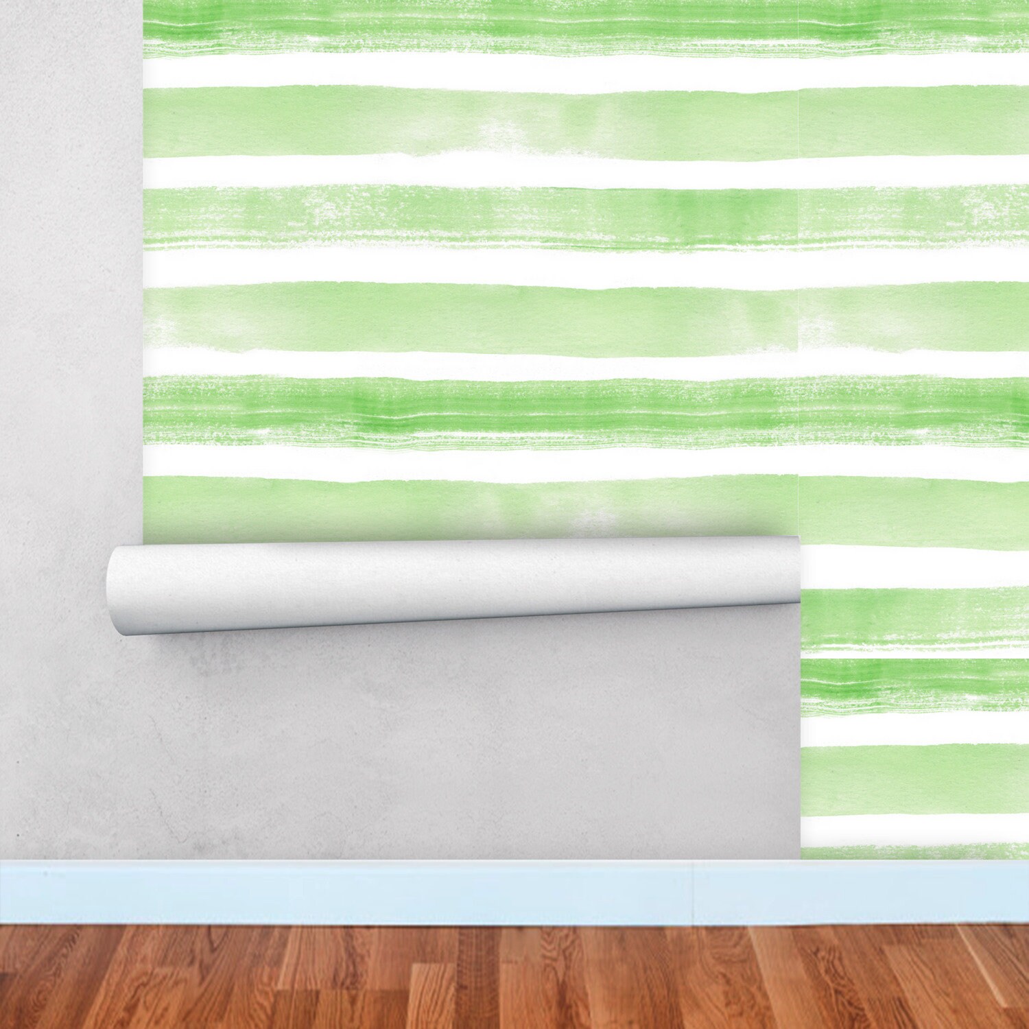 Peel and Stick Wallpaper Panels Green and White Striped Peel - Etsy